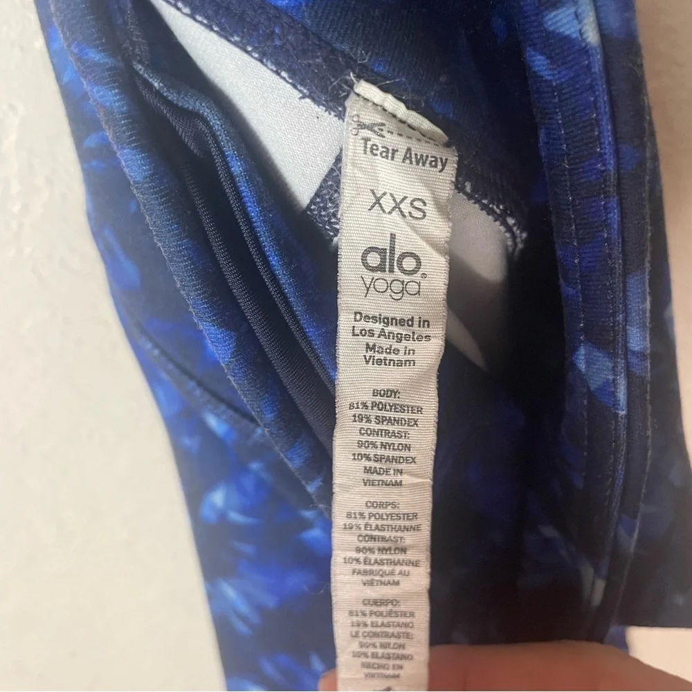 Alo Goddess Ribbed Leg‎ Warmer Legging Blue Kaleidoscope Black Sz XXS Yoga Pants